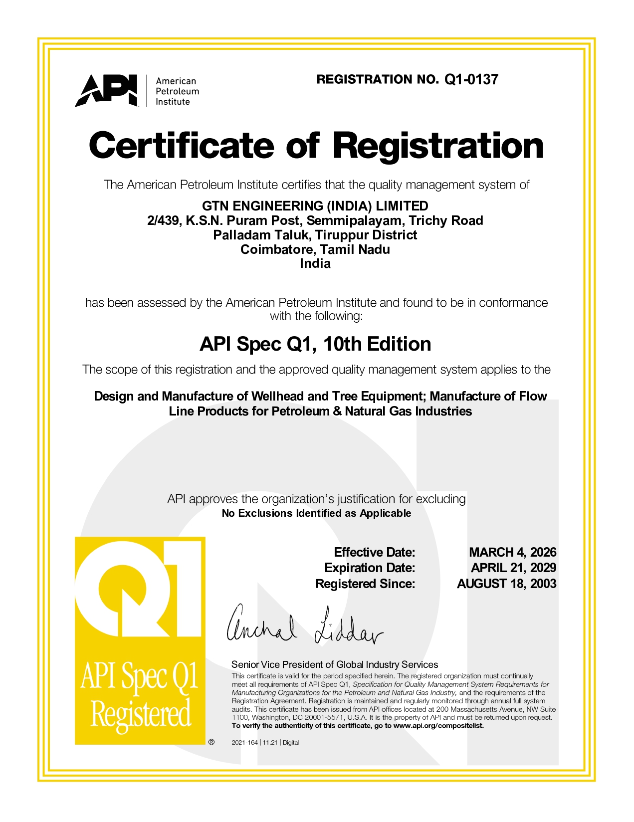 API-SPEC Q1-CERTIFICATE